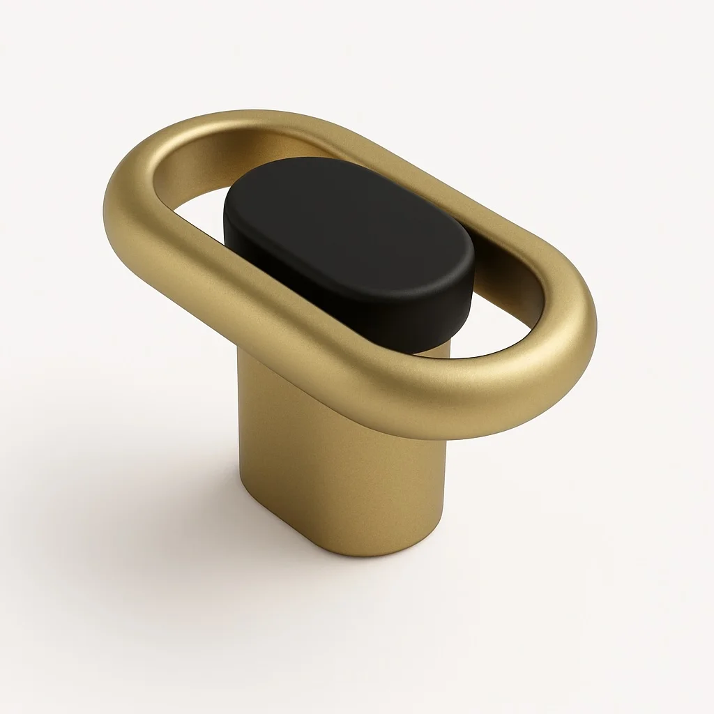 Pomo para Mueble Lungo Deluxe Negro Mate + Oro Mate