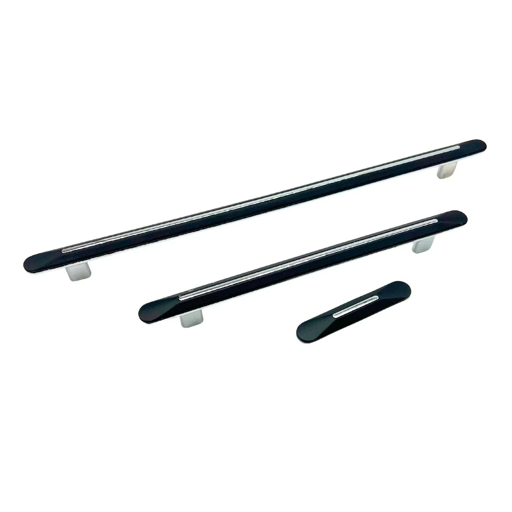 Tirador para Mueble Lungo Negro Mate + Cromo Brillante