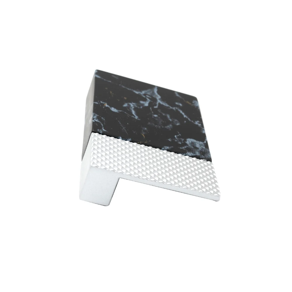 Tirador para Mueble Viola Cromo Mate + Mármol Negro