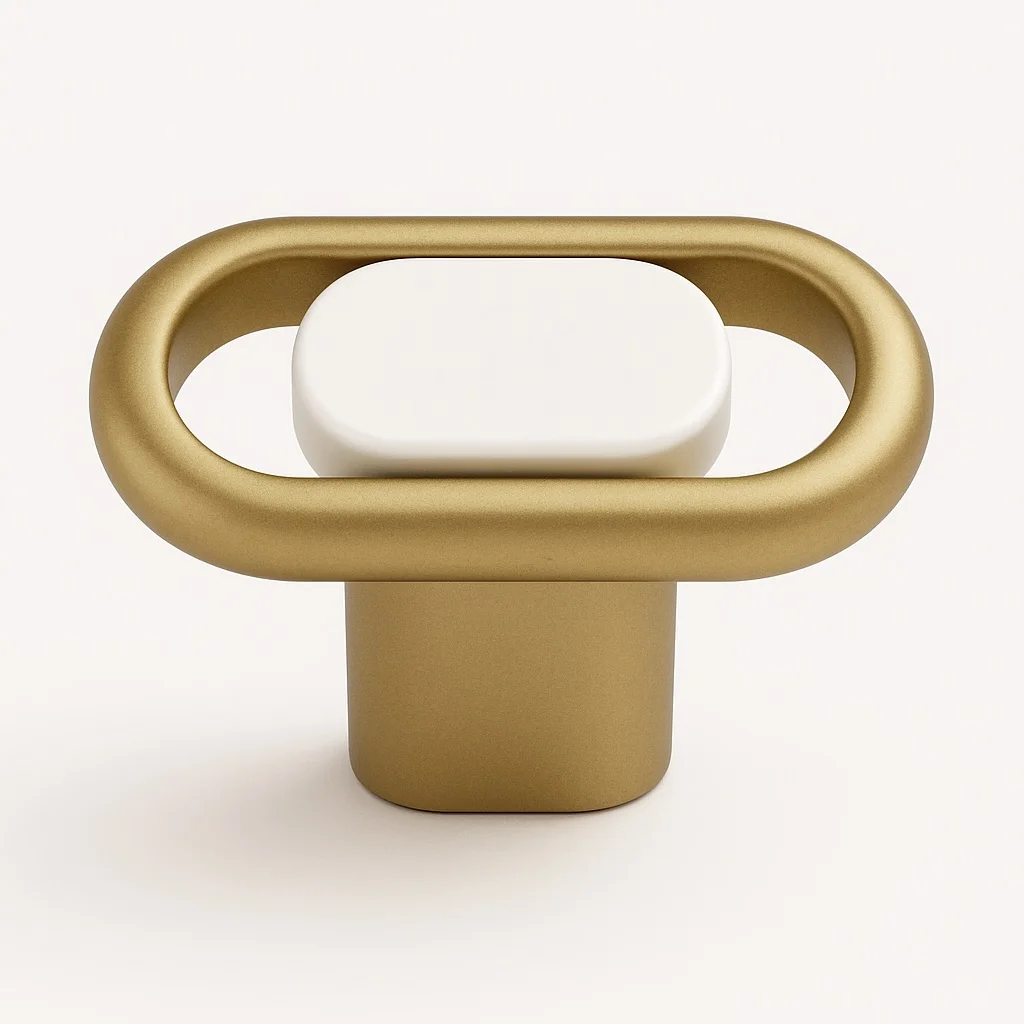 Pomo para Mueble Lungo Deluxe Blanco + Oro Mate