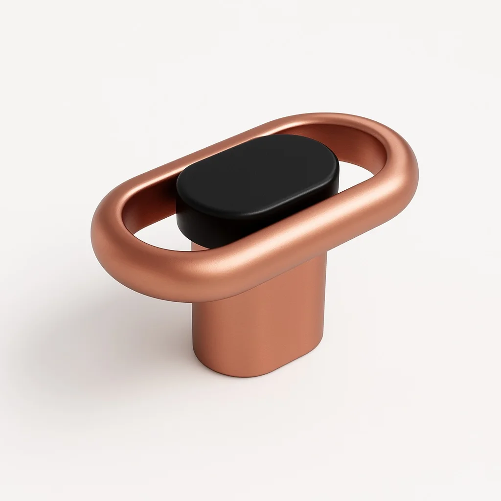 Pomo para Mueble Lungo Deluxe Negro Mate + Cobre